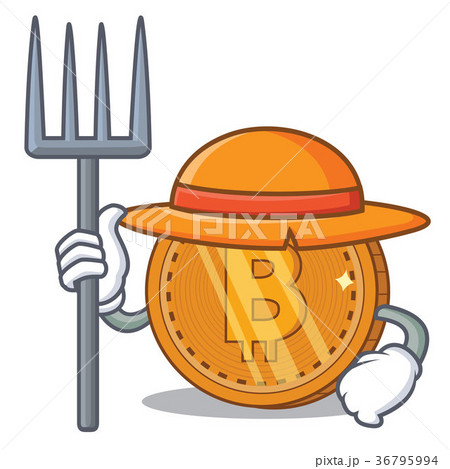 Farmer bitcoin coin character cartoon 36795994