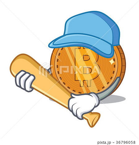 Playing baseball bitcoin coin character cartoon Playing baseball bitcoin coin character cartoon 36796058