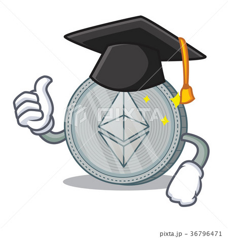 Graduation Ethereum coin character cartoon Graduation Ethereum coin character cartoon 36796471
