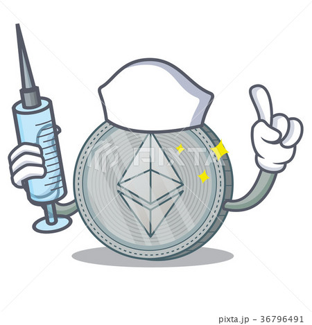 Nurse Ethereum coin character cartoon 36796491