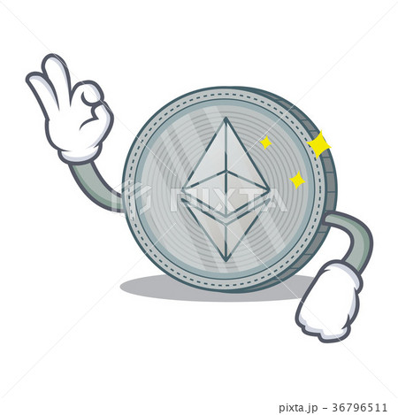 Okay Ethereum coin character cartoon 36796511