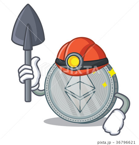 Miner Ethereum coin character cartoon 36796621