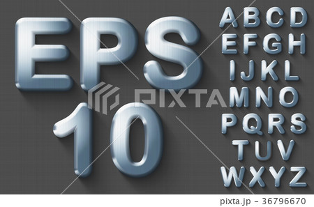Set of polished steel 3D uppercase bold english Set of polished steel 3D uppercase bold english 36796670