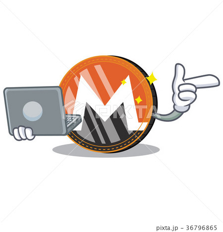 With laptop Monero coin character cartoon With laptop Monero coin character cartoon 36796865