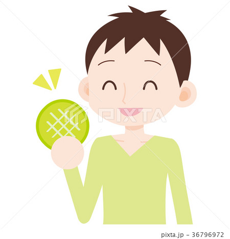 男性上半身　メロンパンが好き　甘党 36796972