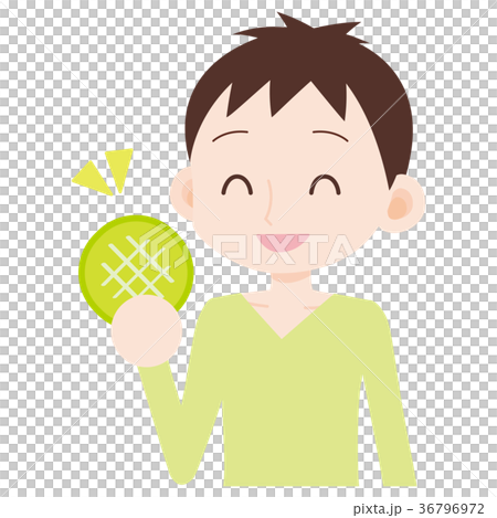 男性上半身　メロンパンが好き　甘党 36796972