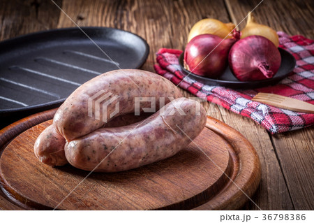 Raw white sausage. 36798386