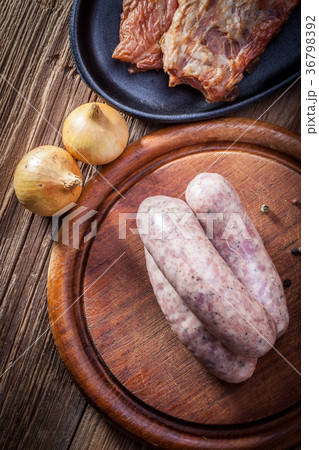 Raw white sausage. Raw white sausage. 36798392