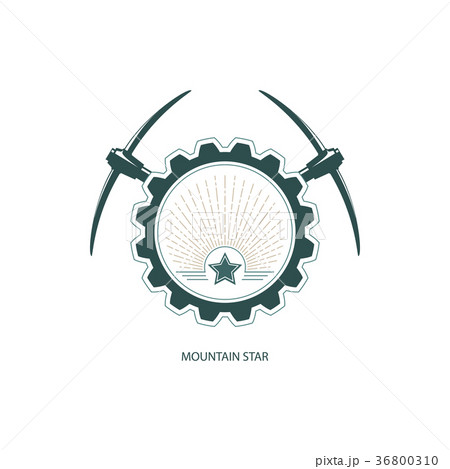 Star and Sunburst in Gear with Pickaxe 36800310