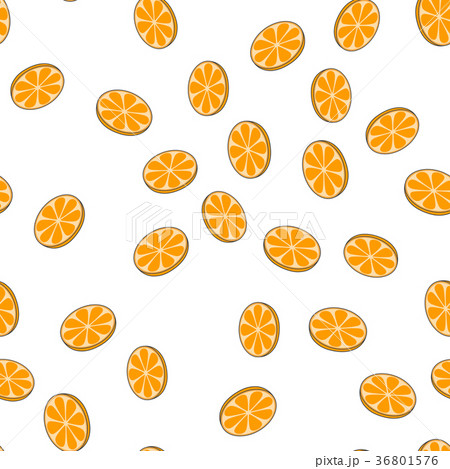 Sliced Oranges Vector Seamless Pattern on White 36801576