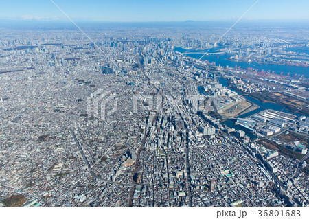 空撮・東京南部を南側から撮影（2017年12月） 36801683