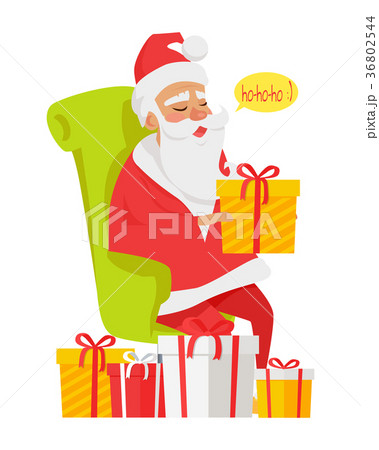 Sitting Santa Claus Among Big Colourful Presents 36802544