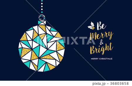Merry Christmas gold glitter bauble greeting card Merry Christmas gold glitter bauble greeting card 36803658