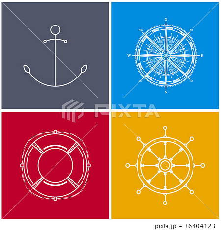 Set of Multicolored Maritime Icons 36804123