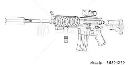 Machine Gun. Vector rendering of 3d 36804270