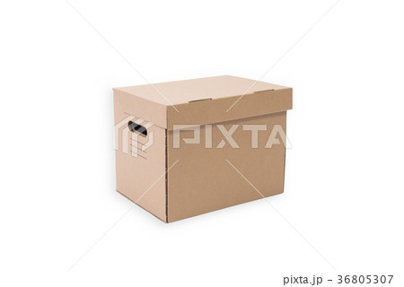 closed brown cardboard paper box isolated on white closed brown cardboard paper box isolated on white 36805307