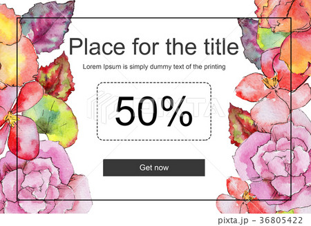 Wildflower begonia flower frame in a watercolor 36805422