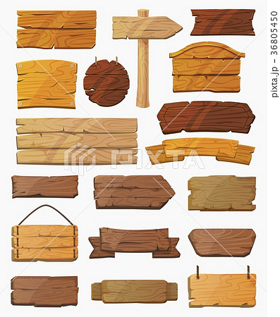 Set of isolated pointers signs or wooden planks Set of isolated pointers signs or wooden planks 36805450