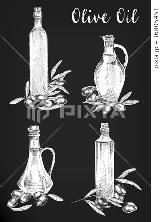 Set of isolated sketches of oil bottles negatives Set of isolated sketches of oil bottles negatives 36805451