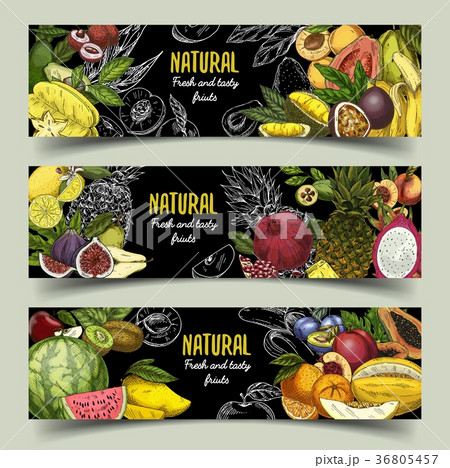 Badges or banners with exotic fruits Badges or banners with exotic fruits 36805457