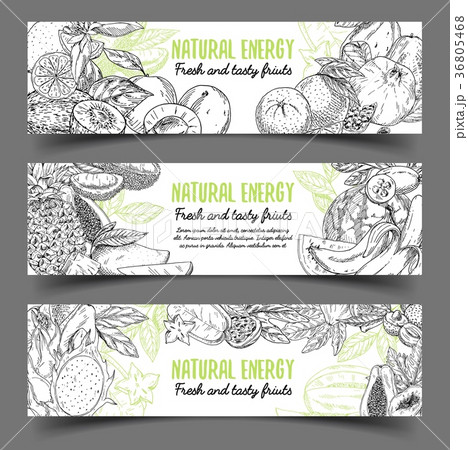 Banner with natural exotic fruits. 36805468