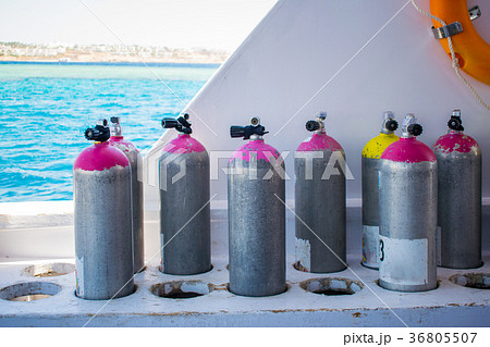 balloon for diving on a yacht against the blue sea balloon for diving on a yacht against the blue sea 36805507