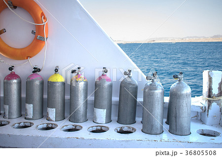 equipment for diving on a yacht. balloons,lifebuoy 36805508
