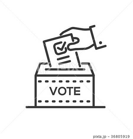 Ballot box - line design single isolated icon Ballot box - line design single isolated icon 36805919