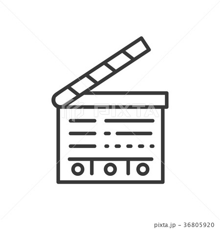 Clapperboard - line design single isolated icon Clapperboard - line design single isolated icon 36805920