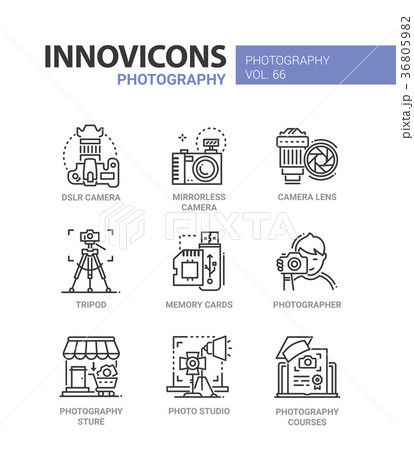 Photography - line design icons set 36805982