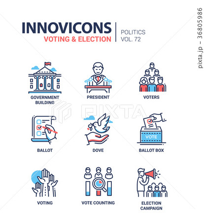 Voting and election - set of modern thin line Voting and election - set of modern thin line 36805986