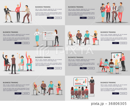 Business Training Seminars Set of Posters Vector Business Training Seminars Set of Posters Vector 36806305