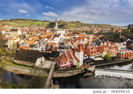Czech Republic, South Bohemia, Cesky Krumlov, Scenic view of old town Czech Republic, South Bohemia, Cesky Krumlov, Scenic view of old town 36809010