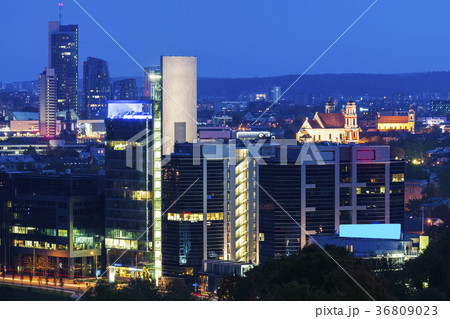 Lithuania, Vilnius, Cityscape at night Lithuania, Vilnius, Cityscape at night 36809023