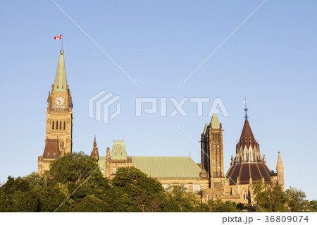 Canada, Ontario, Ottawa, Parliament Hill against clear sky 36809074