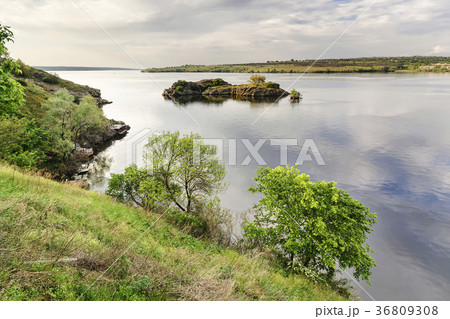 Ukraine, Dnepropetrovsk Region, Dnepropetrovsk District, Voloske, Rocky island on lake 36809308