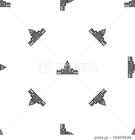 White house pattern seamless black 36809686
