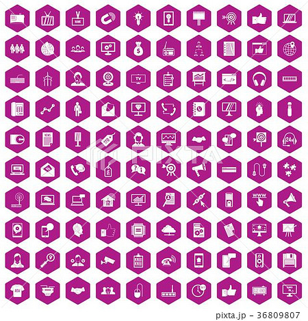 100 data exchange icons hexagon violet 36809807