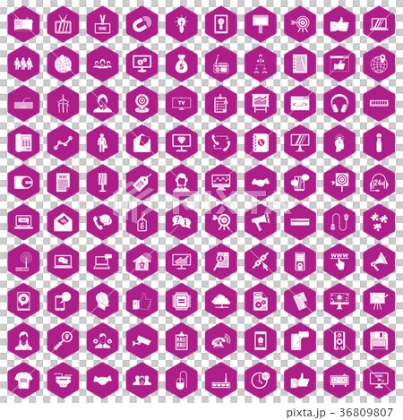 100 data exchange icons hexagon violet 36809807