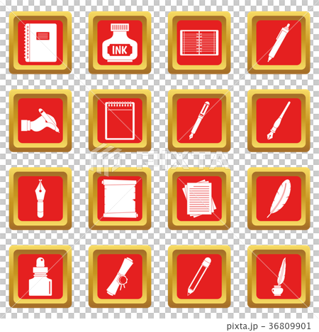Writing icons set red-插圖素材 [36809901] - PIXTA圖庫
