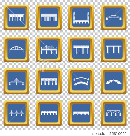 Bridge set icons set blue 36810031