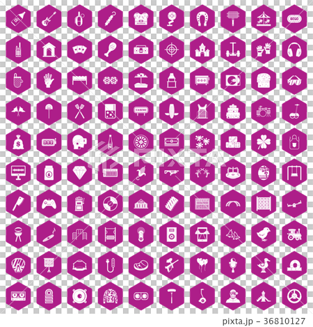 100 entertainment icons hexagon violet 36810127