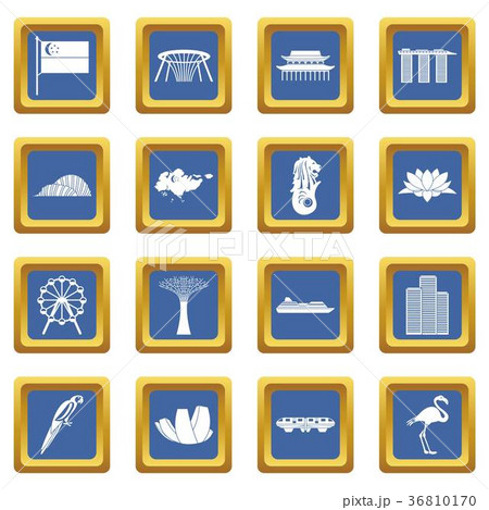 Singapore icons set blue 36810170