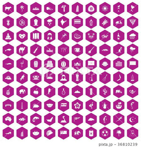 100 exotic animals icons hexagon violet 100 exotic animals icons hexagon violet 36810239