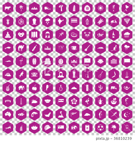 100 exotic animals icons hexagon violet 100 exotic animals icons hexagon violet 36810239