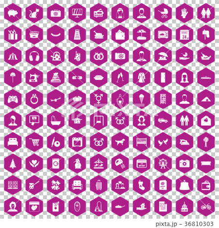 100 family icons hexagon violet 36810303