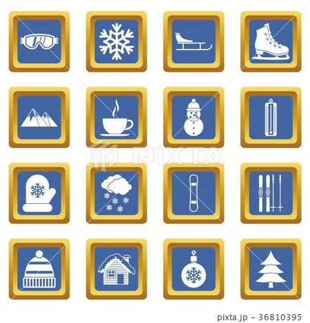 Winter icons set blue 36810395