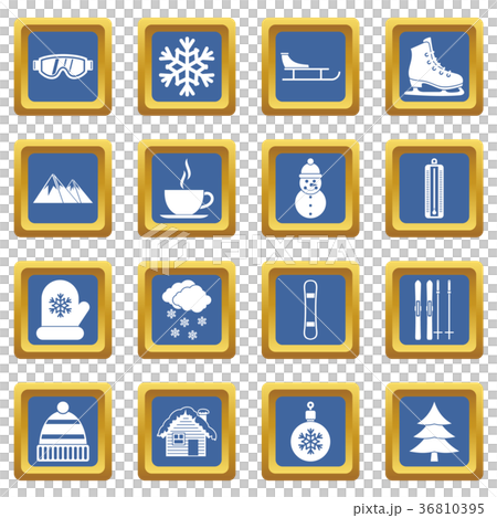 Winter icons set blue 36810395