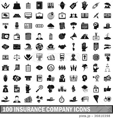 100 insurance company icons set, simple style 36810398