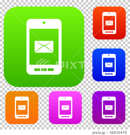 Smartphone with email symbol on the screen set... - Stock Illustration ...